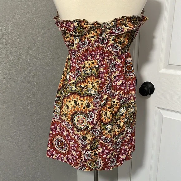 Johnny Martin Strapless Casual Summer Mini Print Dress/Coverup - Picture 7 of 11